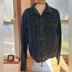 Vintage, 1980s Levi’s men’s Buffalo plaid lined denim jacket, size 46 (XL)
